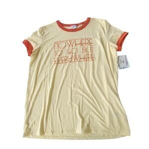 LulaRoe Liv Graphic Tee, NWT, 2XL Yellow/Orange